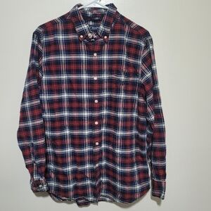 Chaps Men's Navy and Red Plaid Button‎ Down Shirt
